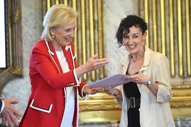Princess Astrid presents the 2026 F.M.R.E. scientific awards BRUSSELS, BELGIUM - MAY 27 : Princess Astrid, Honorary President of the Queen Elisabeth Medical Foundation (F.M.R.E.), attends an academic session of the foundation at the Royal Palace and officially presents the F.M.R.E. 2026 scientific awards to the winners: 4) Ernest Solvay Prize : Dr. Mattioni Stefania (UGent) on May 27, 2026 in Brussels, Belgium, 27 05 2026 Brussels Belgium  Copyright: xDidierxLebrunx