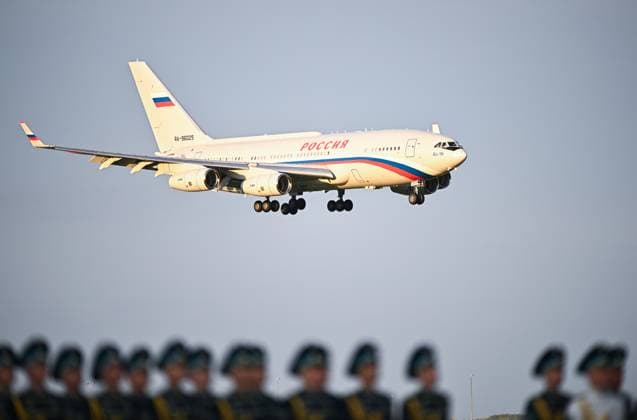 Kazakhstan Russia 9174614 27.05.2026 The Ilyushin Il-96-300 plane carrying Russian President Vladimir Putin lands at Nursultan Nazarbayev International Airport in Astana, Kazakhstan. Sergey Bobylev Sputnik Astana Kazakhstan  Copyright: xSergeyxBobylevx