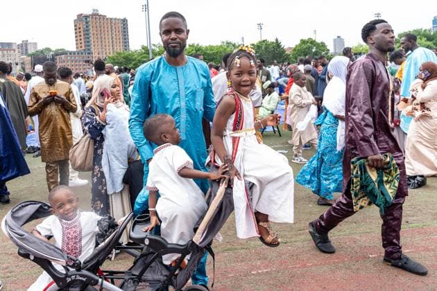 May 27, 2026, New York, New York, USA: People seen after pray and Mayor Zohran Mamdani delivered remarks during Eid Al-Adha holiday prayers at The Yancy Track & Field in New York, NY on May 27, 2026. Hundreds of men, women and children attended wearing clean, colorful and expensive traditional clothes. Eid al-Adha translates from Arabic to Festival of Sacrifice is one of the most important holidays in the Islamic calendar. It honors the Prophet Ibrahim s (Abraham s in Judaism) absolute obedience to God, commemorating his willingness to sacrifice his son as an act of submission before God provided a ram to sacrifice instead. New York USA - ZUMAr339 20260527_znp_r339_011 Copyright: xLevxRadinx