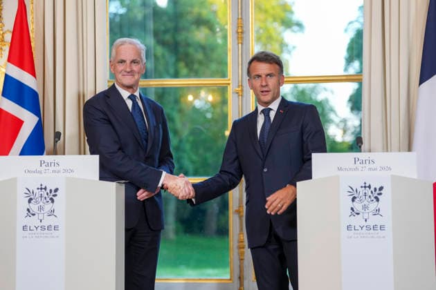 Store moter Frankrikes president Emmanuel Macron i Paris. Paris, Frankrike 20260527. Statsminister Jonas Gahr Store moter Frankrikes president Emmanuel Macron i Paris. Foto: Ole Berg-Rusten NTB Paris Frankrike 5p8wb0Cp4QQ EDITORIAL USE ONLY Ref:_POL5p8wb0Cp4QQ.jpg *** French President Emmanuel Macron in Paris Paris, France 20260527 Prime Minister Jonas Gahr Store fashions French President Emmanuel Macron in Paris Photo Ole Berg Rusten NTB Paris France 5p8wb0Cp4QQ EDITORIAL USE ONLY Ref POL5p8wb0Cp4QQ jpg  Copyright: xOlexBerg-Rustenx xNTBx