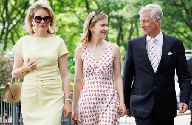 Queen Mathilde of Belgium, Crown Princess Elisabeth and King Philippe - Filip of Belgium pictured ahead of the address to graduates by British journalist Z. Minton Beddoes to the Class of 2026, part of graduation days in Harvard Kennedy School, Harvard University, in Cambridge, USA, Wednesday 27 May 2026.  BENOITxDOPPAGNE 175208022