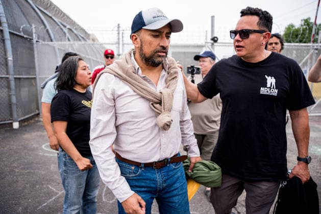 A detainee is released from Delaney Hall Detention Center in Newark, N.J. on Wednesday, May 27, 2026. Detainees have started a hunger strike to protest what they call inhumane conditions inside the ICE detention center.  NYP202605279011 ANGELINAxKATSANIS