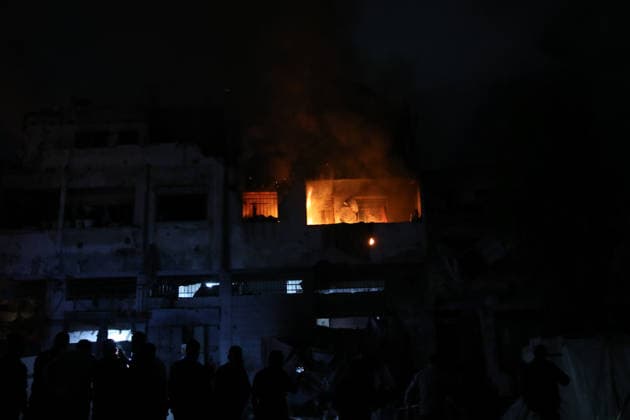 Israeli airstrike in Gaza kills 7 Palestinians GAZA CITY, GAZA, PALESTINE - MAY 27: Palestinian search and rescue teams, firefighters and medical crews are dispatched to the area following the Israeli attack on Omar Mukhtar Street which killed 7 Palestinians and injured 18 in Gaza City, Gaza, Palestine on May 27, 2026. Anas Zeyad Fteha Anadolu Gaza City Gaza. Editorial use only. Please get in touch for any other usage.  Copyright: x2026xAnadoluxAnasxZeyadxFtehax