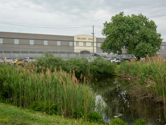 May 27, 2026, Newark, New Jersey, USA: The Passaic River flows past the Delaney Hall ICE detention center in Newark. ICE agents and protestors remain outside of the federal detention facility as detainees inside continue the hunger and labor strike over inhumane conditions and due process violations. Newark USA - ZUMAd155 20260527_znp_d155_001 Copyright: xSuexDorfmanx