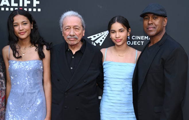 Opening Night of the L.A. Latino International Film Festival Edward James Olmos, granddaughters and son Michael D. Olmos arriving to the opening night of the 25th edition of the Los Angeles Latino International Film Festival (LALIFF), held at the TCL Chinese Theatre on May 27, 2026 in Hollywood, CA. Hollywood TCL Chinese Theatre California USA Copyright: xLisaxOConnorx xAFF-USA.comx