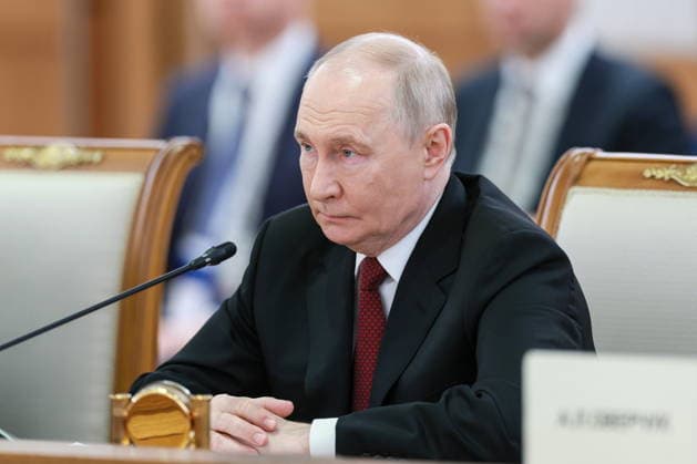 KAZAKHSTAN, ASTANA - MAY 28, 2026: Russia s President Vladimir Putin looks on during Kazakh-Russian talks at the Independence Palace. Alexander Shcherbak TASS  93124443