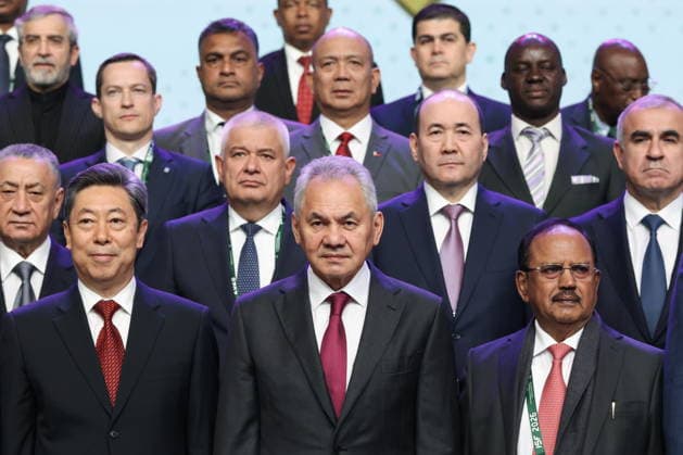 RUSSIA, MOSCOW REGION - MAY 28, 2026: Russian Security Council Secretary Sergei Shoigu (C front) poses for a group photograph at the opening of the 14th International Meeting of High Representatives for Security Issues on the sidelines of the 1st International Security Forum. Valery Sharifulin TASS  93125503