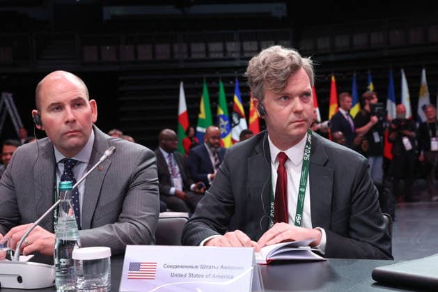 RUSSIA, MOSCOW REGION - MAY 28, 2026: Representatives from the USA attend the opening of the 14th International Meeting of High Representatives for Security Issues on the sidelines of the 1st International Security Forum. Valery Sharifulin TASS  93124774