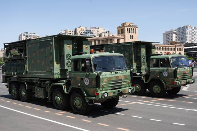 ARMENIA, YEREVAN - MAY 28, 2026: Military hardware on display during a military parade in Republic Square marking the 103rd anniversary of the First Armenian Republic. Alexander Patrin TASS  93126398