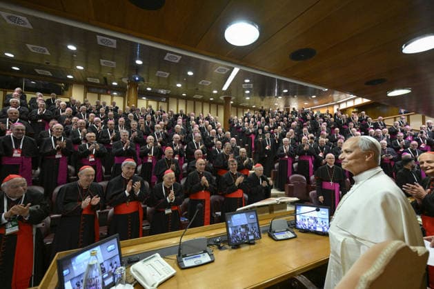 Pope Leo XIV At The Assembly of the Italian Bishops Conference - Vatican Pope Leo XIV meets the participants of the 82nd General Assembly of the Italian Bishops Conference (CEI) at the Vatican on May 28, 2026 . The Italian Bishops Conference is the permanent union of the Bishops of the Churches in Italy. Photo by (EV) Simone Risoluti Vatican Media ABACAPRESS.COM Rome  Copyright: xABACAx