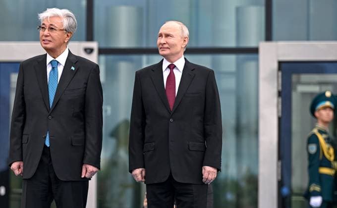 Russian President Vladimir Putin held talks with Kazakh President Kassym-Jomart Tokayev at the Palace of Independence in Astana Russian President Vladimir Putin held talks with Kazakh President Kassym-Jomart Tokayev at the Palace of Independence in Astana, Kazakhstan, on May 28, 2026, to discuss bilateral relations, regional issues, and cooperation between the two countries. Photo by Russian President official apaimages Russia Russia Russian Federation 280526_Kazakhstan_RPO_00(36) Copyright: xapaimagesxRussianxxPresidentxofficialx xapaimagesx