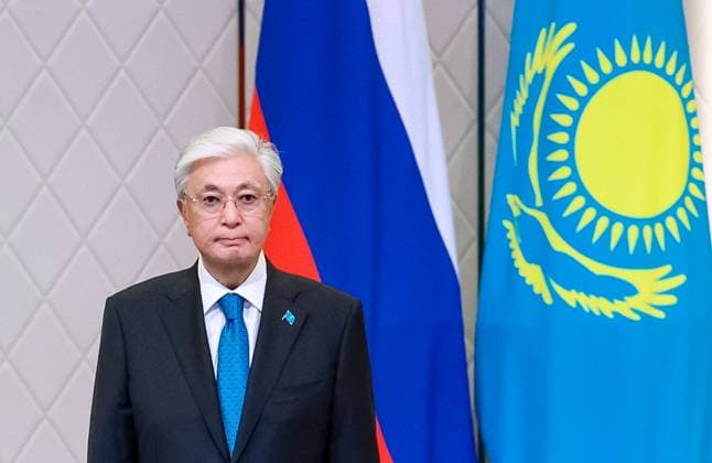 Kazakhstan Russia 9175363 28.05.2026 Kazakh President Kassym-Jomart Tokayev attends an official welcoming ceremony for Russian President Vladimir Putin at the Palace of Independence in Astana, Kazakhstan. Alexander Shcherbak Sputnik Astana Kazakhstan  Copyright: xAlexanderxShcherbakx