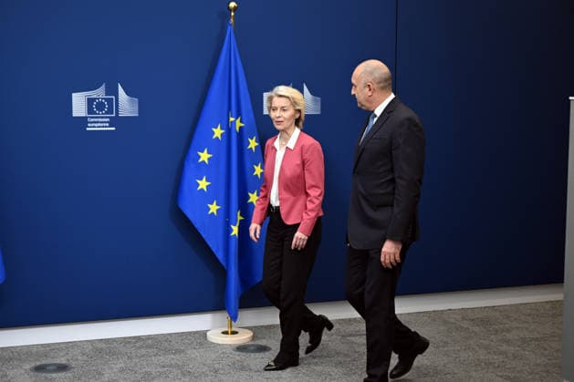 European Commission President Von der Leyen meets Bulgarian Prime Minister Zhelyazkov in Brussels BRUSSELS, BELGIUM - MAY 28: President of the European Commission Ursula von der Leyen (L) meets with Bulgarian Prime Minister Rossen Zhelyazkov (R) and delivers a joint press statement following their meeting, in Brussels, Belgium, on May 28, 2026. Dursun Aydemir Anadolu Brussels Belgium. Editorial use only. Please get in touch for any other usage.  Copyright: x2026xAnadoluxDursunxAydemirx