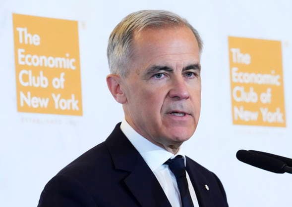 May 28, 2026, New York, Ny, United States: Le premier ministre Mark Carney donne un discours o l Economic Club of New York, o New York, le 28 mai 2026. LA PRESSE CANADIENNE New York United States  - ZUMAc35_ 20260528_zaf_c35_031 Copyright: xSeanxKilpatrickx