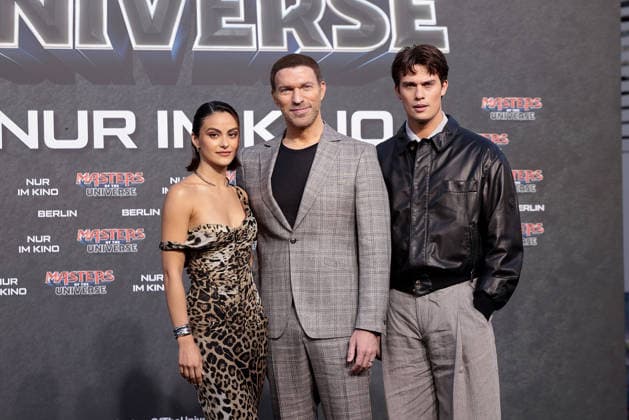 Camila Mendes, director Travis Knight and Nicholas Galitzine attend the German Premiere of Masters Of The Universe at UCI Luxe on May 28, 2026 in Berlin, Germany Masters Of The Universe Berlin Premiere *** Camila Mendes, director Travis Knight and Nicholas Galitzine attend the German Premiere of Masters Of The Universe at UCI Luxe on May 28, 2026 in Berlin, Germany Masters Of The Universe Berlin Premiere