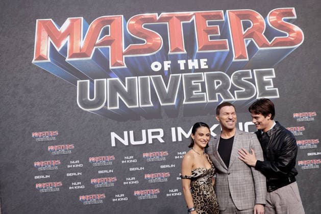Camila Mendes, director Travis Knight and Nicholas Galitzine attend the German Premiere of Masters Of The Universe at UCI Luxe on May 28, 2026 in Berlin, Germany Masters Of The Universe Berlin Premiere *** Camila Mendes, director Travis Knight and Nicholas Galitzine attend the German Premiere of Masters Of The Universe at UCI Luxe on May 28, 2026 in Berlin, Germany Masters Of The Universe Berlin Premiere