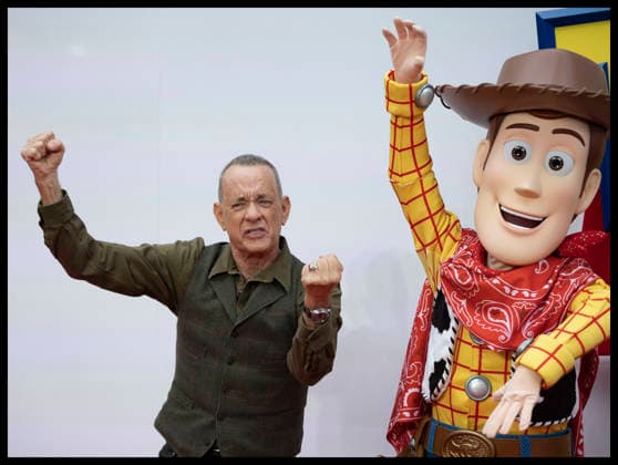 . 28 05 2026. London, United Kingdom. Tom Hanks with Woody at the Toy Story 5 UK launch event in London.  xStephenxLockx xi-Imagesx IIM-26793-0018