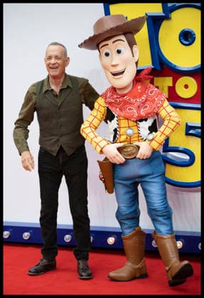 . 28 05 2026. London, United Kingdom. Tom Hanks with Woody at the Toy Story 5 UK launch event in London.  xStephenxLockx xi-Imagesx IIM-26793-0023