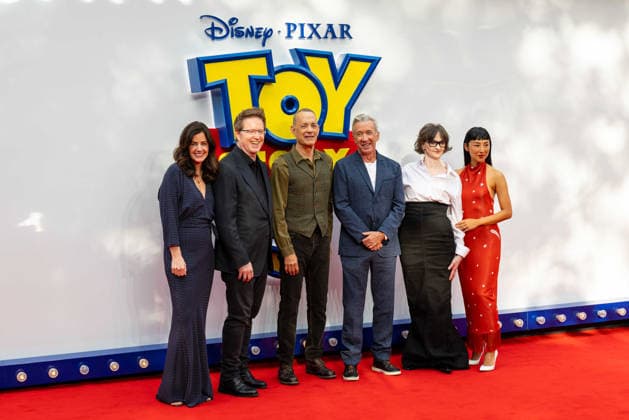 Toy Story 5 UK Launch Event at Odeon Luxe Leicster Square in London, UK, 28 May 2026 Lindsey Collins, Andrew Stanton, Tom Hanks, Tim Allen, Joan Cusack and Greta Lee at Toy Story 5 UK Launch Event Odeon Luxe Leicester Square, London, UK, 28 May 2026, Credit:Liam Daysh-Holmes Avalon  Copyright: xLiamxDaysh-Holmesx xAvalonx 1106330580