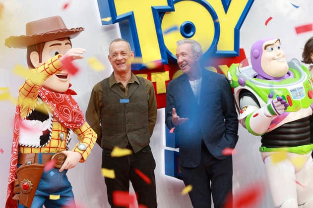 Woody, Tom Hanks, Tim Allen und Buzz Lightyear beim UK Launch Event des Animationsfilms Toy Story 5 im Odeon Luxe Leicester Square. London, 28.05.2026 *** Woody, Tom Hanks, Tim Allen and Buzz Lightyear at the UK launch event for the animated film Toy Story 5 at the Odeon Luxe Leicester Square London, 28 05 2026 Foto:xD.xJonesx xFuturexImagex toy_story_6547