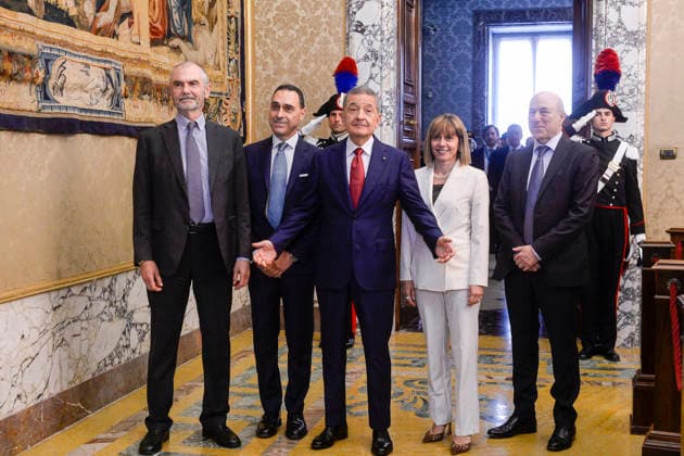 IPA85155506 - Rome Bank of Italy Annual Report on 2025. Final remarks by the Governor - pictured are Fabio Panetta and members of the directorate Paolo Angelini Chiara Scotti Sergio Nicoletti AltimariGian Luca Trequattrini  Copyright: xSTEFANOxCAROFEIx xSTEFANOxCAROFEIx xFOTOGRAMMAx 85155506