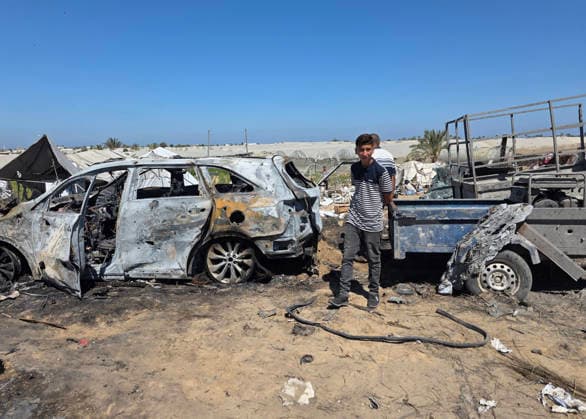 Palestinians Inspect Site of Israeli Strike in Khan Younis Palestinians inspect the site of an Israeli strike in Khan Younis, southern Gaza Strip, Friday, May 29, 2026. Photo by Tariq Mohammad APA Images Khan Yunis Gaza Strip Palestinian Territory 290526_Khan_Yunis_APA_00(33) Copyright: xapaimagesxTariqxMohammad xapaimagesx