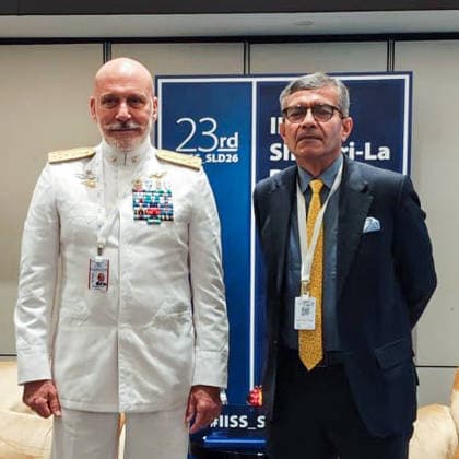 RECORD DATE NOT STATED Defence Secretary Rajesh Kumar Singh interacts with the chair of the NATO Military Committee Admiral Giuseppe Cavo Dragone Singapore, May 29 (ANI): Defence Secretary Rajesh Kumar Singh interacts with the chair of the NATO Military Committee Admiral Giuseppe Cavo Dragone on the sidelines of Shangri-La Dialogue 2026 in Singapore on Friday. (@SpokespersonMoD X ANI Photo) Singapore Singapore Copyright: xANIx ANI_20260529086