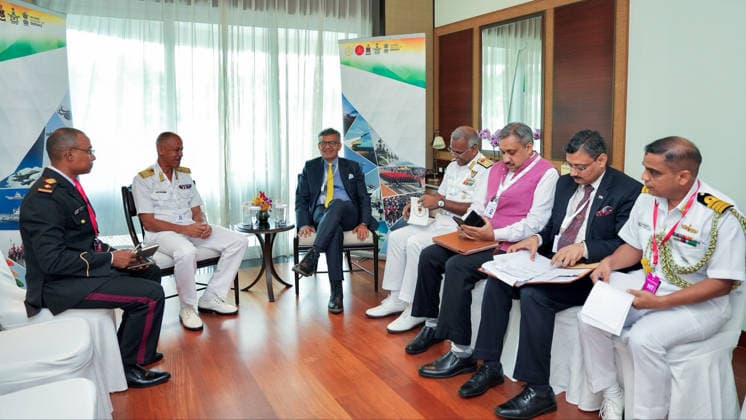 RECORD DATE NOT STATED Defence Secretary Rajesh Kumar Singh interacts with Chief of Defence Forces, Seychelles Armed Forces Major General Micheal Rosette on the sidelines of Shangri-La Dialogue 2026 Singapore, May 29 (ANI): Defence Secretary Rajesh Kumar Singh interacts with Chief of Defence Forces, Seychelles Armed Forces Major General Micheal Rosette on the sidelines of Shangri-La Dialogue 2026, in Singapore on Friday. (@SpokespersonMoD X ANI Photo) Singapore Singapore Copyright: xANIx ANI_20260529108