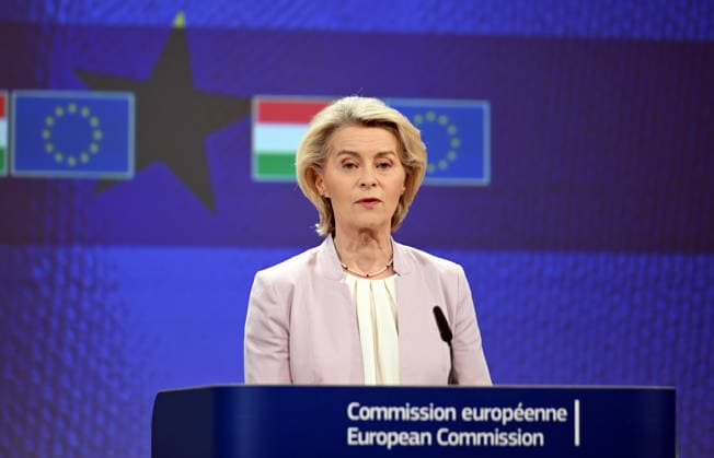 Peter Magyar - Ursula von der Leyen joint press conference in Brussels BRUSSELS, BELGIUM - MAY 29: Hungarian Prime Minister Peter Magyar and European Commission President Ursula von der Leyen hold a joint press conference in Brussels, Belgium, on May 29, 2026. Dursun Aydemir Anadolu Brussels Belgium. Editorial use only. Please get in touch for any other usage.  Copyright: x2026xAnadoluxDursunxAydemirx