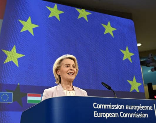 Peter Magyar - Ursula von der Leyen joint press conference in Brussels BRUSSELS, BELGIUM - MAY 29: Hungarian Prime Minister Peter Magyar and European Commission President Ursula von der Leyen hold a joint press conference in Brussels, Belgium, on May 29, 2026. Dursun Aydemir Anadolu Brussels Belgium. Editorial use only. Please get in touch for any other usage.  Copyright: x2026xAnadoluxDursunxAydemirx