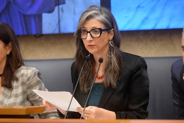 IPA85160334 - Rome Senate presentation of UN special rapporteur s report on the occupied Palestinian territories, pictured is Francesca Albanese  Copyright: xSTEFANOxCAROFEIx xSTEFANOxCAROFEIx xFOTOGRAMMAx 85160334