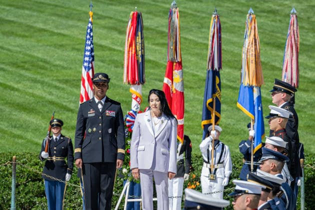 May 29, 2026, Arlington, Virginia, United States: A ceremonial wreath is laid at the gravesite of President JOHN F. KENNEDY during a wreath-laying ceremony marking what would have been his 109th birthday at Arlington National Cemetery. Arlington United States - ZUMAk206 20260529_znp_k206_015 Copyright: xMattxKaminskyx