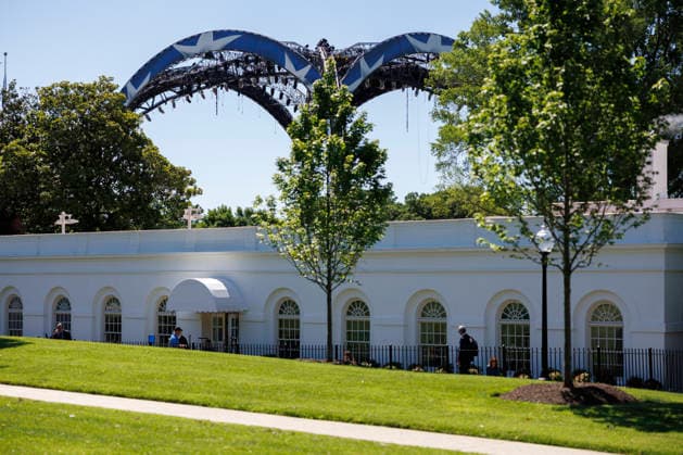 Construction continues of a UFC fighting ring ahead of a planned Ultimate Fighting Championship (UFC) fight on the South Lawn of the White House in Washington, DC, on Friday, May 29, 2026. Pool  WAX20260529804 TomxBrenner