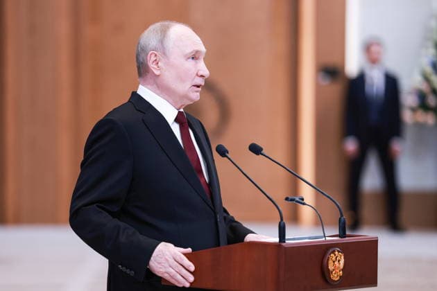 KAZAKHSTAN, ASTANA - MAY 29, 2026: Russia s President Vladimir Putin gives a press briefing following a meeting of the Supreme Eurasian Economic Council. Alexander Shcherbak TASS  93170521