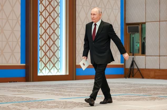 Kazakhstan Supreme Eurasian Economic Council 9176293 29.05.2026 Russian President Vladimir Putin arrives for a press conference following his visit to Kazakhstan at the Palace of Independence in Astana, Kazakhstan. Alexander Kazakov Sputnik Astana Kazakhstan  Copyright: xAlexanderxKazakovx