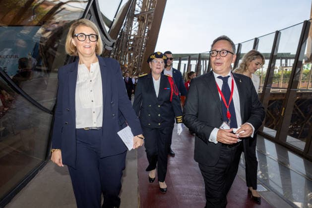 Welcoming Ceremony for French Citizenship At Eiffel Tower - Paris Marie-Pierre Vedrenne (Minister Delegate to the Minister of the Interior, in charge of Citizenship) and Patrick Branco-Ruivo (Director of the Eiffel tower) and Mireille Larrede (Prefect delegate for immagration) at the Tour Eiffel, for welcoming ceremony for French citizenship chaired by Mrs.Marie Pierre Vedrenne, Minister Delegate to the Minister of the Interior, in charge of Citizenship Paris, France May 29, 2026. Photo by Franck Derouda ABACAPRESS.COM Paris Eiffel Tower France  Copyright: xFranckxDerouda ABACAx