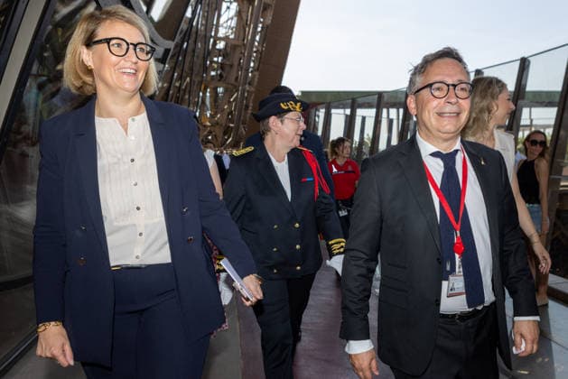 Welcoming Ceremony for French Citizenship At Eiffel Tower - Paris Marie-Pierre Vedrenne (Minister Delegate to the Minister of the Interior, in charge of Citizenship) and Patrick Branco-Ruivo (Director of the Eiffel tower) and Mireille Larrede (Prefect delegate for immagration) at the Tour Eiffel, for welcoming ceremony for French citizenship chaired by Mrs.Marie Pierre Vedrenne, Minister Delegate to the Minister of the Interior, in charge of Citizenship Paris, France May 29, 2026. Photo by Franck Derouda ABACAPRESS.COM Paris Eiffel Tower France  Copyright: xFranckxDerouda ABACAx