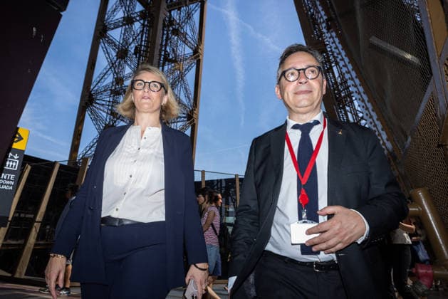 Welcoming Ceremony for French Citizenship At Eiffel Tower - Paris Tour Eiffel, welcoming ceremony for French citizenship chaired by Mrs.Marie Pierre Vedrenne, Minister Delegate to the Minister of the Interior, in charge of Citizenship Paris, France May 29, 2026. Photo by Franck Derouda ABACAPRESS.COM Paris Eiffel Tower France  Copyright: xFranckxDerouda ABACAx