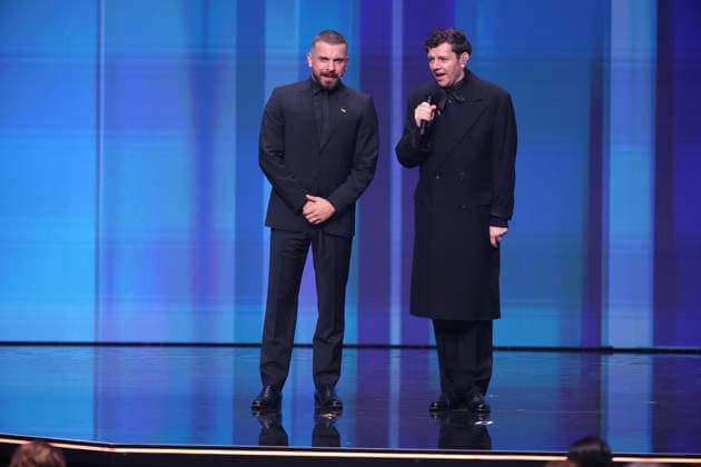 DEUTSCHER FILMPREIS 2026 - SHOW Edin Hasanovic Laudator BESTE MÄNNLICHE NEBENROLLE und Christian Friedel bei der Verleihung DEUTSCHER FILMPREIS 2026 in Berlin *** GERMAN FILM AWARD 2026 SHOW Edin Hasanovic laudator BEST MALE NEBENROLLE and Christian Friedel at the GERMAN FILM AWARD 2026 ceremony in Berlin Copyright: xEventpressxFuhrx