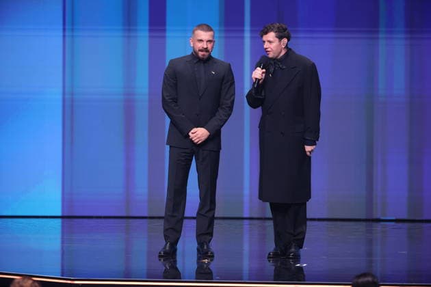 DEUTSCHER FILMPREIS 2026 - SHOW Edin Hasanovic Laudator BESTE MÄNNLICHE NEBENROLLE und Christian Friedel bei der Verleihung DEUTSCHER FILMPREIS 2026 in Berlin *** GERMAN FILM AWARD 2026 SHOW Edin Hasanovic laudator BEST MALE NEBENROLLE and Christian Friedel at the GERMAN FILM AWARD 2026 ceremony in Berlin Copyright: xEventpressxFuhrx