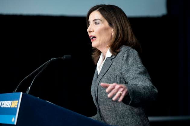 May 29, 2026, New York City, New York, United States: New York State Governor KATHY HOCHUL (D) speaking at a press conference in her office in New York City about overreach by ICE (Immigration and Customs Enforcement) and new related state laws to protect people in New York. New York City United States - ZUMAb161 20260529_aap_b161_011 Copyright: xMichaelxBrochsteinx