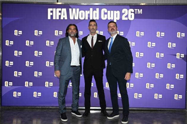 IPA85166956 - Rome : Olympic Stadium Press Room . Presentation FIFA World Cup 2026 . In the photo : Lele Adani,Alessandro Antinelli,Andrea Stramaccioni  Copyright: xMaurizioxD Avanzox xMaurizioxDxAvanzox 85166956