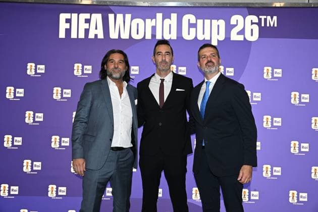 IPA85166960 - Rome : Olympic Stadium Press Room . Presentation FIFA World Cup 2026 . In the photo : Lele Adani,Alessandro Antinelli,Andrea Stramaccioni  Copyright: xMaurizioxD Avanzox xMaurizioxDxAvanzox 85166960