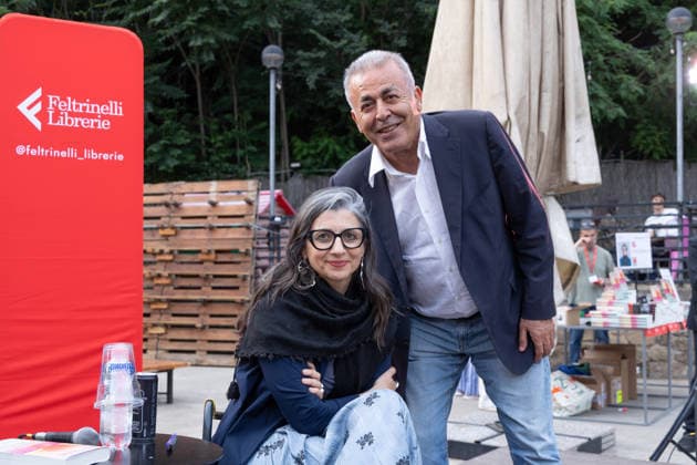 IPA85166838 - Francesca Albanese and Yousef Salman, President of the Palestinian Community of Rome and Latium, during the presentation dl new book entitled the light of awakening by Francesca Albanese at the Monk in Rome  Copyright: xMatteoxNardonex xx 85166838