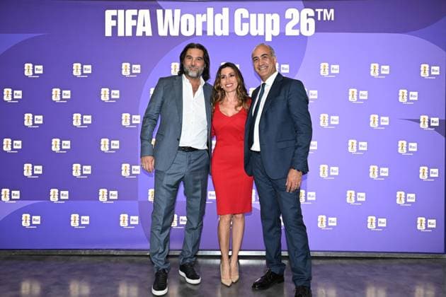 IPA85167230 - Rome : Olympic Stadium Press Room . FIFA World Cup 2026 Presentation . In the photo : Lele Adani,Incoronata Boccia,Giuseppe Galati  Copyright: xMaurizioxD Avanzox xMaurizioxDxAvanzox 85167230