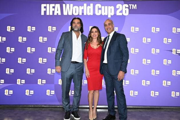 IPA85167232 - Rome : Olympic Stadium Press Room . FIFA World Cup 2026 Presentation . In the photo : Lele Adani,Incoronata Boccia,Giuseppe Galati  Copyright: xMaurizioxD Avanzox xMaurizioxDxAvanzox 85167232