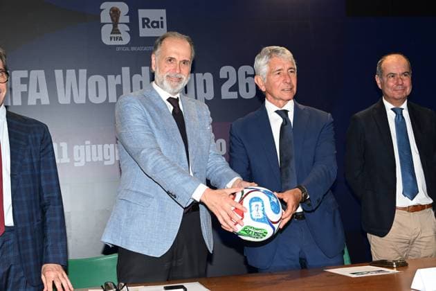 IPA85167250 - Rome : Olympic Stadium Press Room . Presentation FIFA World Cup 2026 . In the photo : Giampaolo Rossi,Andrea Abodi  Copyright: xMaurizioxD Avanzox xMaurizioxDxAvanzox 85167250