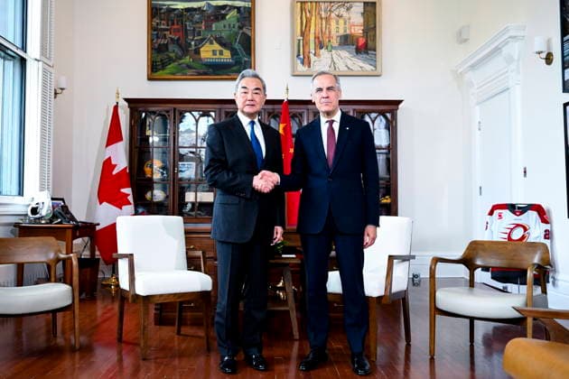 May 29, 2026, Ottawa, On, Canada: Prime Minister Mark Carney, right, meets with Foreign Minister of China Wang Yi in his office in Ottawa, on Friday, May 29, 2026. Ottawa Canada  - ZUMAc35_ 20260529_zaf_c35_074 Copyright: xSpencerxColbyx