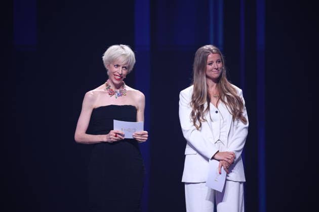 DEUTSCHER FILMPREIS 2026 - SHOW Nina und Katja Eichinger Laudatorinnen BERND EICHINGER PREIS bei der Verleihung DEUTSCHER FILMPREIS 2026 in Berlin *** GERMAN FILM AWARD 2026 SHOW Nina and Katja Eichinger present the BERND EICHINGER AWARD at the GERMAN FILM AWARD 2026 ceremony in Berlin Copyright: xEventpressxFuhrx