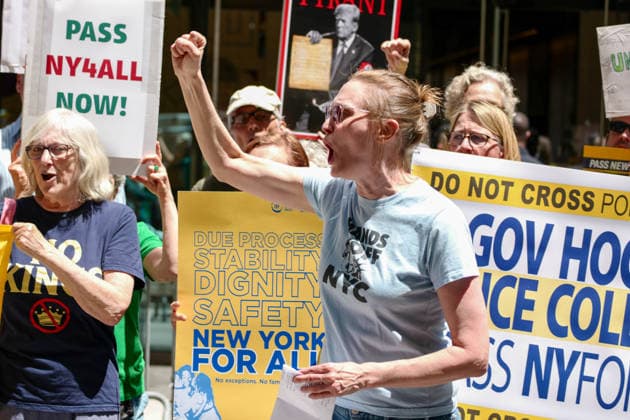 No Police and ICE Collusion Protest New York, NY- May 29: No Police and ICE Collusion Protest in front Of Gov. Kathy Hochul Midtown Office on May 29, 2026 Credit: Camara Porter AdMedia EDITORIAL USE ONLY  Copyright: xx AdMediax admphotostwo993114